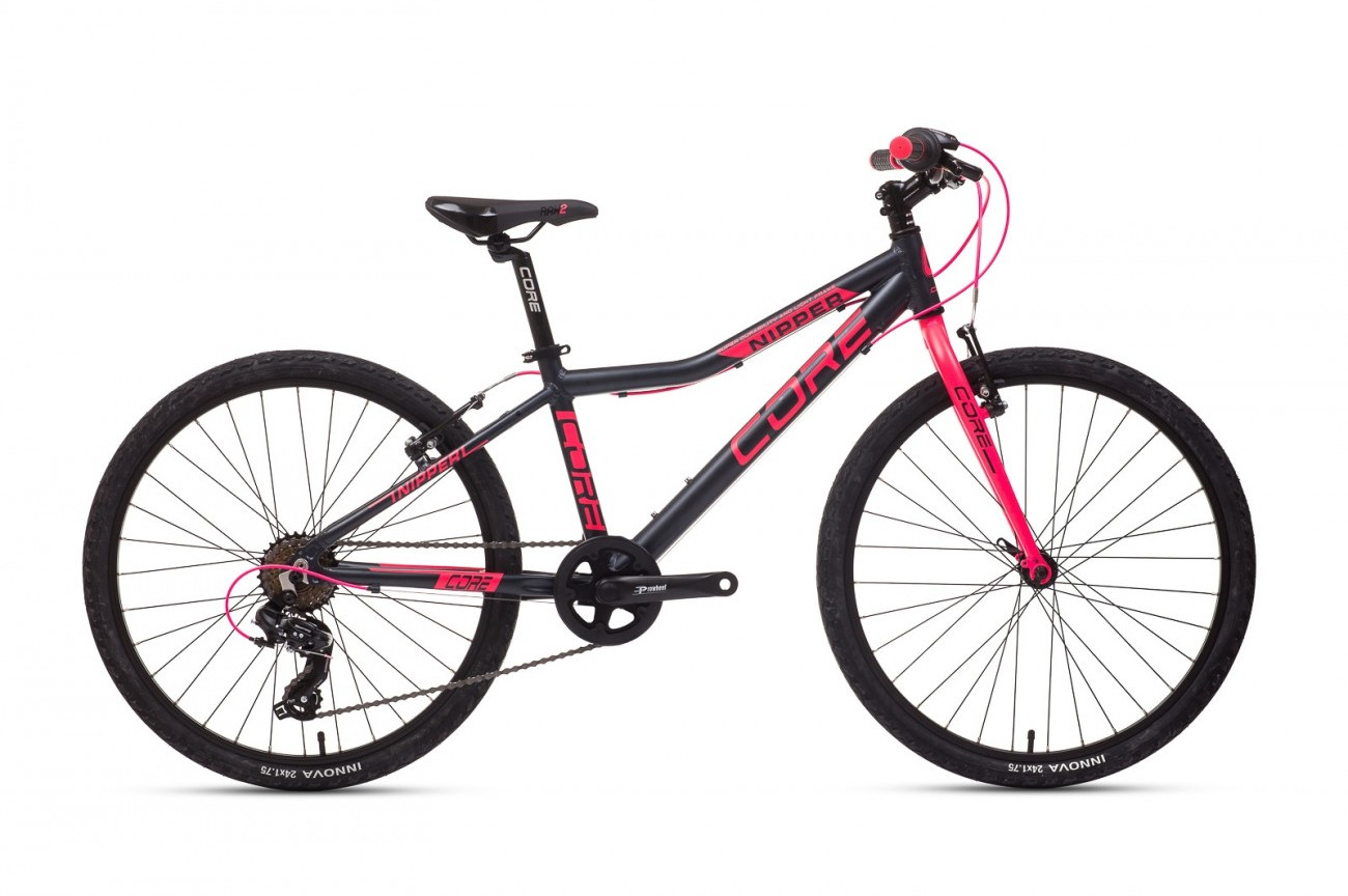 Dětské kolo Core Nipper 24" Al Nipper, jednopřevodník, 1x7s Ahead - černý mat/růžovou