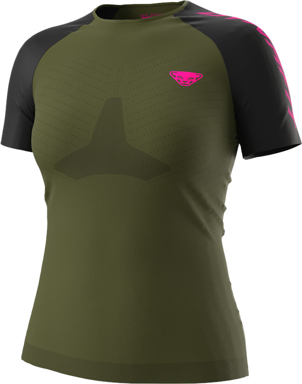 Triko Dynafit Ultra S-Tech W S/S TEE winter moss Barva: zelená / černá, Velikost: XS / S