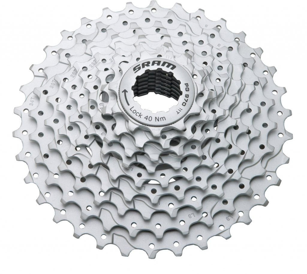Kazeta Sram PG-970 11-34z, 9 rychl. Barva: stříbrná, Počet zubů: 13-34z