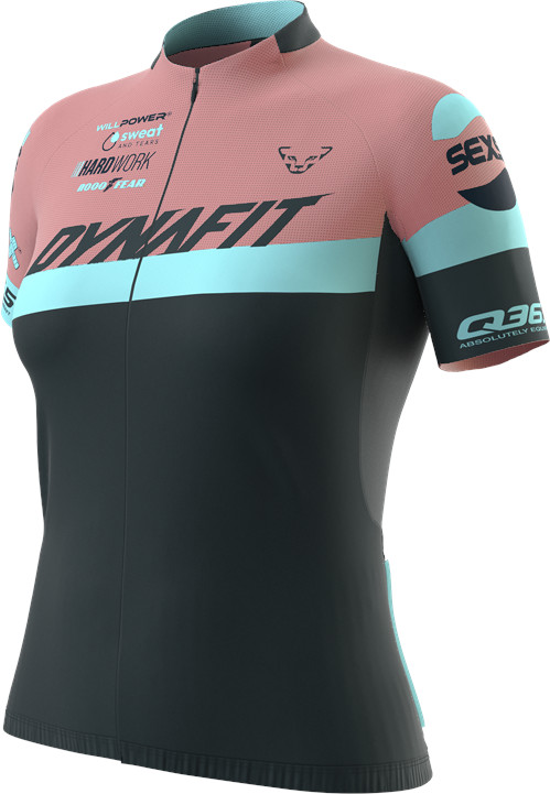 Dres Dynafit Squad Zip S/S Tee W mokarosa Barva: starorůžová / modrá, Velikost: XS