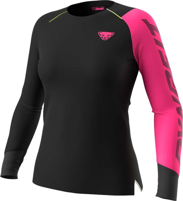 Tričko s dlouhým rukávem Dynafit DNA W pink glo Barva: černá / růžová, Velikost: S