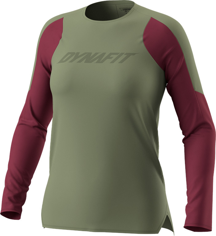 Tričko Dynafit Ride L/S W sage Barva: zelená / vínová, Velikost: S