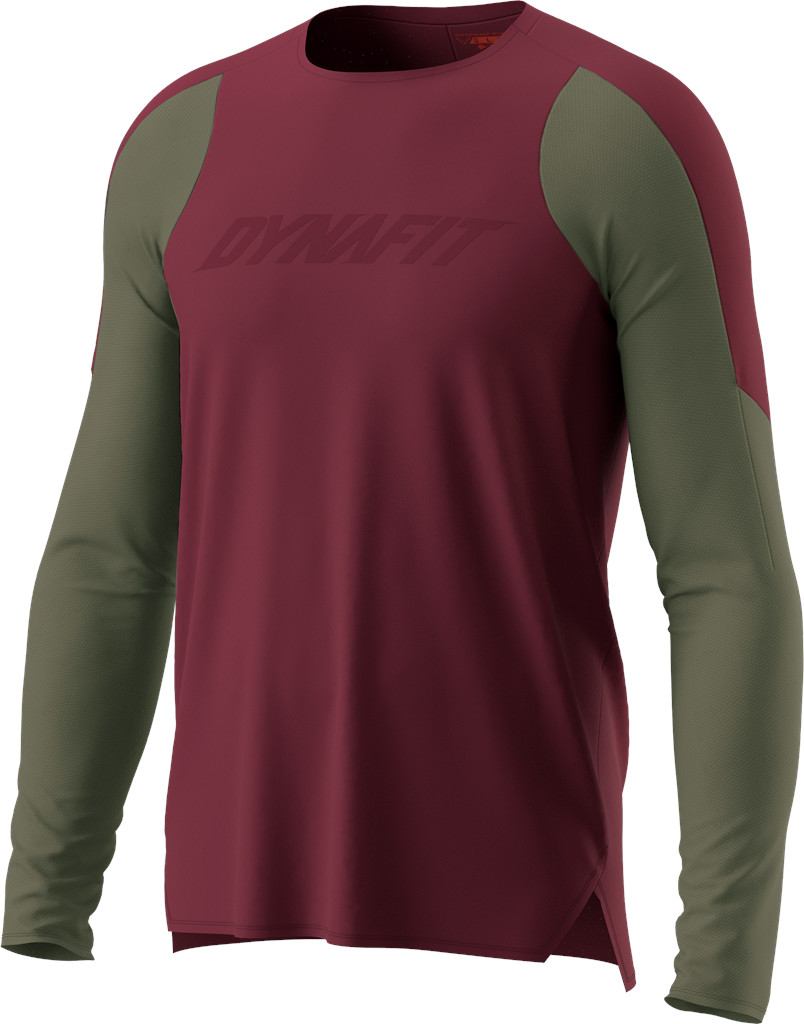 Tričko Dynafit Ride L/S burgundy Barva: vínová / zelená, Velikost: L