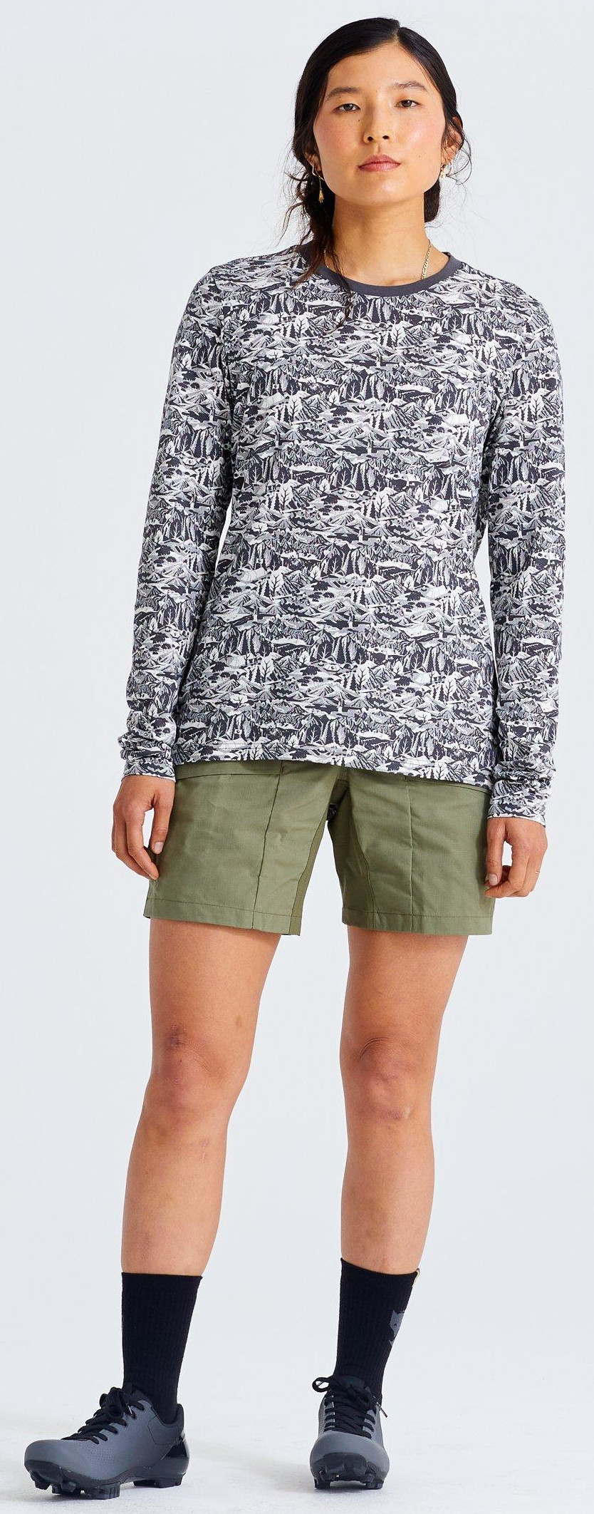 Specialized Tričko Specialized/Fjällräven 24/7 Cotton Caliswe Long Sleeve W basalt/eggshell Barva: šedá / bílá, Velikost: S