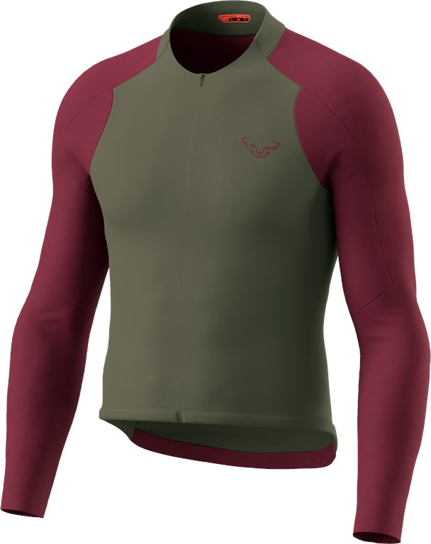Tričko Dynafit Ride Light L/S Full Zip Jersey thyme Barva: zelená / vínová, Velikost: L