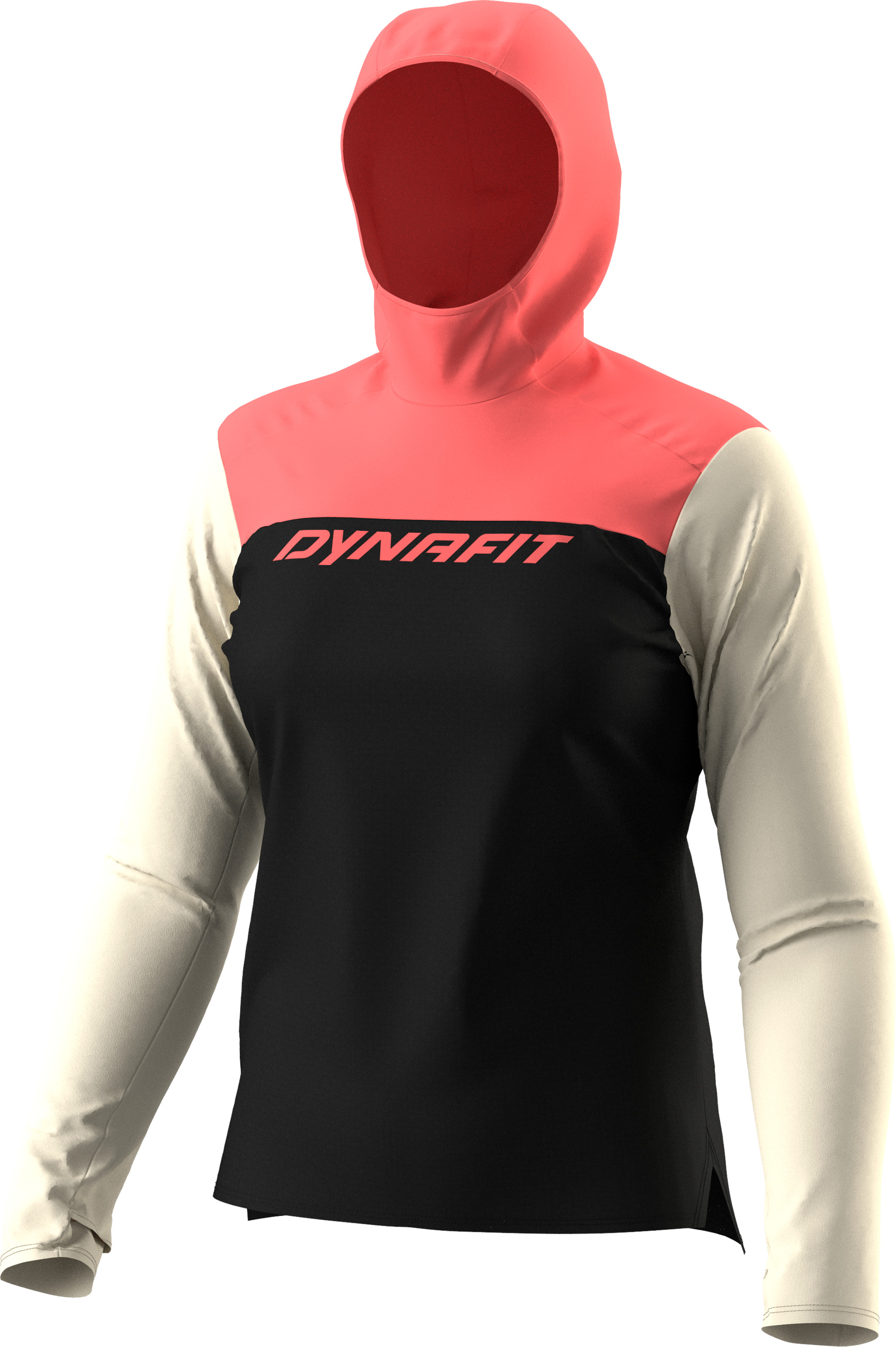 Tričko s dlouhým rukávem Dynafit Traverse Sun Hoody W black out cabana Barva: černá / korálová, Velikost: S